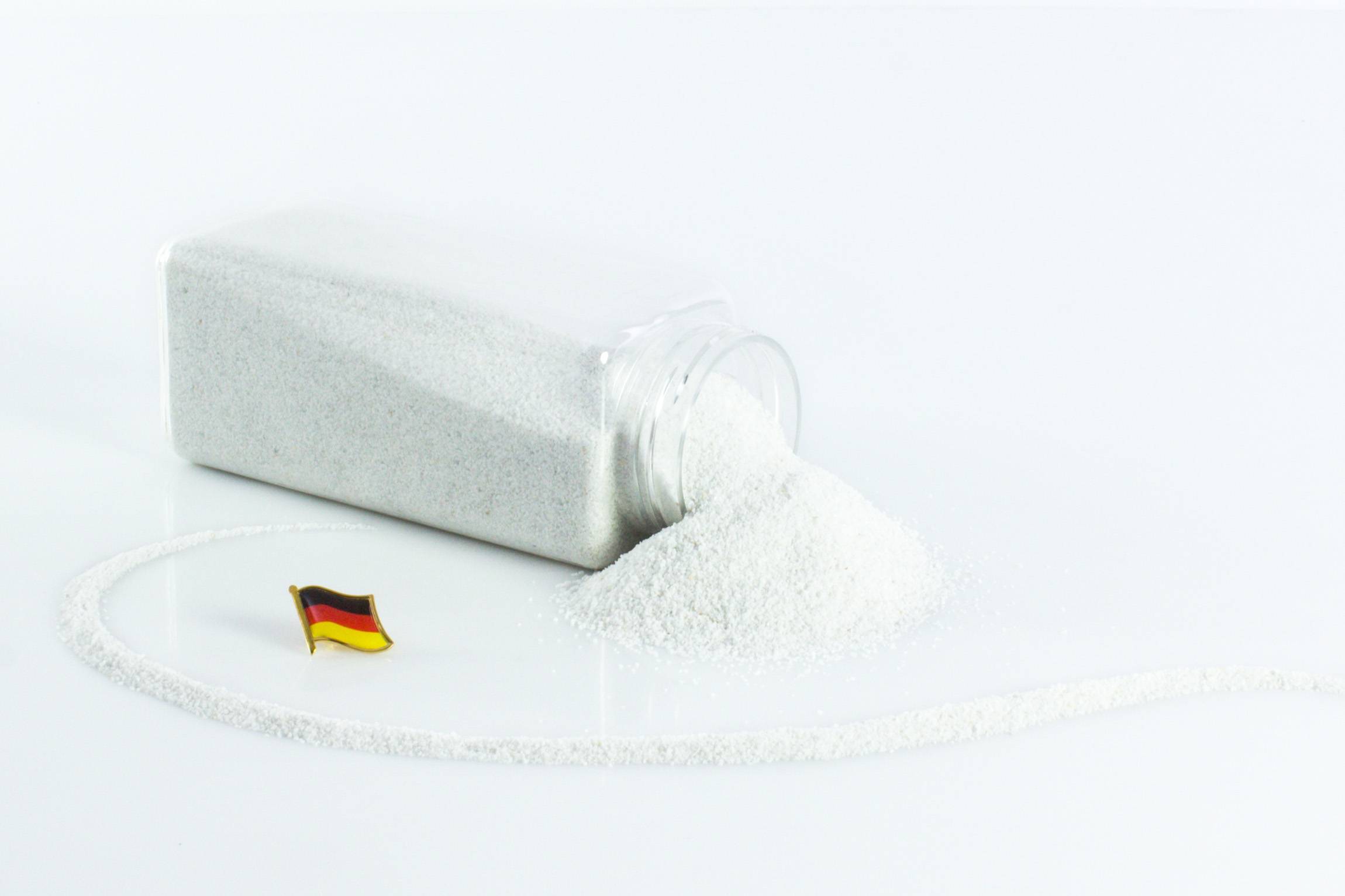 Sable coloré / sable décoratif TIMON, blanc, 0,1-0,5mm, bouteille de 605ml,  fabriqué en Allemagne