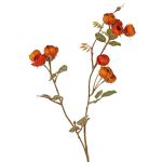Fausse branche de rose-chou LORRAINE, collection écologique, orange-jaune, 60cm, Ø3cm