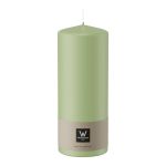 Bougie décorative cylindrique MAEVA, vert pastel, 20cm, Ø7,8cm, 119h - Fabriquée en Allemagne