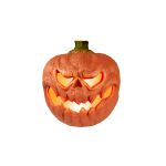 Citrouille d'Halloween FLANKY avec visage, LED, orange, 18x16x19,5cm