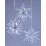 Flocon de neige, acrylique, Ø11-12cm, 3 assortis