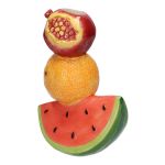 Vase à fleurs, grenade, orange, melon d'eau TILLAS en céramique, rouge-jaune-vert, 14,8x8x21cm