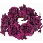 Déco de bougie artificielle INGA, rose, hortensia, violet, Ø15cm