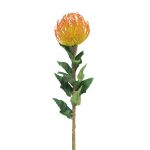 Fleur artificielle « coussin à épingles » Protea XIFANG, jaune-orange, 75 cm, Ø 10 cm