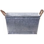 Jardinière rectangulaire BIMETO avec poignées, rainures, zinc, argent, 29 x 19 x 15 cm