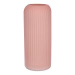 Vase décoratif en verre ALBURGIS rainuré, vieux rose mat, 25cm, Ø10cm