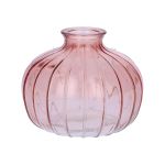 Blumen Vase ALFHARD, Glas mit Rillen, altrosa-klar, 8,5cm, Ø10,5cm