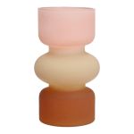 Vase coloré NEVOLINKI en verre, rose-beige-marron mat, 18cm, Ø10,5cm