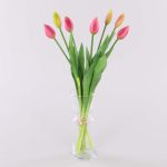 Bouquet artificiel de tulipes LONA, rose-vert, 45cm, Ø20cm
