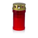 Bougie funéraire AMONIA avec couvercle, rouge-blanc, 14,5cm, Ø7cm, 60h
