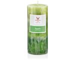 Bougie parfumée rustique ASTRID, Fresh Apple, vert pomme, 13cm, Ø6,8cm, 60h