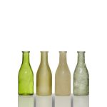 Set de 4 bouteilles ANYA, cylindre/rond, vert-jaune, 26,5x6x18cm