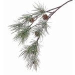 Branche de sapin décorative CALEB avec pommes de pin, givrée, 80cm