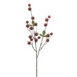 Dekozweig Kartoffelrose BREVON mit Hagebutten, rot, 80cm