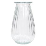 Vase en verre DORITA avec rainures, transparent, 21cm, Ø13cm