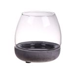 Porte-bougie en verre TONDA, socle en béton, transparent, 10,5cm, Ø10cm