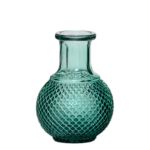 Bouteille en verre DONKA, motif losange, turquoise-transparent, 11,5cm, Ø8,5cm