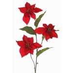Branche de poinsettia artificielle en velours TONZI, rouge, 80cm, Ø15cm