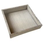 Plateau décoratif carré en bois MARTAL, naturel-légèrement blanchi à la chaux, 20x20x4cm
