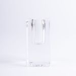 Bougeoir en verre angulaire SOLUNA pour bougies chandelles, transparent, 4x4x9,8cm