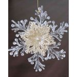 Pendentif acrylique Flocon de neige BALADI, paillettes, transparent-doré, Ø15cm