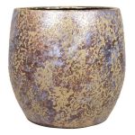Pot à plantes au style vintage MAGO en céramique, aspect balayage, doré, 17cm, Ø19cm