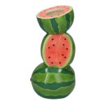 Vase à fleurs Melons d'eau ILLAS en céramique, rouge-vert-bleu, 11,7x10x21cm