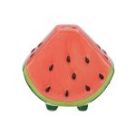 Vase à fleurs en forme de melon d'eau TILLAS en céramique, avec des pieds, rouge-vert-brun, 10x6x8,7cm