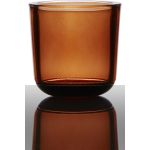 Porte-bougie NICK, cylindre/rond, orange transparent, 7,5cm, Ø7,5cm