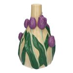 Vase décoratif LIMEA en dolomite, tulipes en 3D, beige-lilas-vert, 21,6cm, Ø13,3 cm