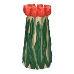Vase décoratif LIMEA en dolomite, tulipes en 3D, beige-rouge-vert, 24,5cm, Ø12,5cm