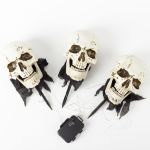 Piquet de jardin d'Halloween Tête de mort JERVIS à planter, LEDs, 3 pièces, 30cm