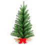 Sapin de Noël artificiel ATHEN, sac en jute, ruban rouge, 60cm, Ø22cm