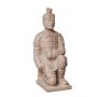 Statue de jardin Guerrier samouraï LILORA en terre cuite, à genoux, faite à la main, patinée, beige, 22x20x48cm