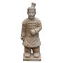 Statue de jardin Guerrier samouraï LILORA en terre cuite, faite à la main, patinée, beige, 21x17x54cm