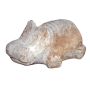 Figurine d'animal Hippopotame AURISA en terre cuite, couchée, faite à la main, patinée, beige, 19x13x9cm