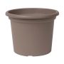 Pot à plantes rond VENERA en plastique recyclé, avec des trous, taupe, 15cm, Ø20cm
