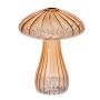 Vase décoratif en verre PULCHERIA, en forme de champignon, rainures, ambre-transparent, 13cm Ø10cm