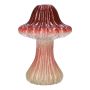 Vase en céramique RICHLINDE, amanite tue-mouche, rainures, rouge foncé-beige, 21cm, Ø15cm