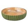 Coupe décorative MARAMA en bois de manguier, striée, vert-naturel, 6cm, Ø20cm