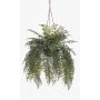 Fougère épée décorative, fougère à cheveux de femme, suspension florale MAXROL, motte de terre, racines, suspendue, verte, 85cm