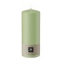 Bougie décorative cylindrique MAEVA, vert pastel, 20cm, Ø7,8cm, 119h - Fabriquée en Allemagne