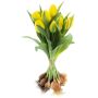 Bouquet de tulipes décoratives LONA avec bulbes, jaune, 35cm, Ø25cm