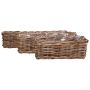 Jardinière en rotin ALAZ, 3 pièces, rectangulaire, brun, 40-60cm