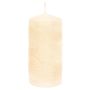 Bougie décorative cylindrique ANDRIANE avec motif de feuille de nénuphar, crème, 15cm, Ø7cm, 63h