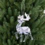 Suspension acrylique Cerf MATTHIS, paillettes, transparent-argent-blanc, 9x2x12cm