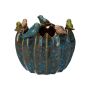 Pot à plantes TARINO en céramique, avec des oiseaux en 3D, bleu-brun-vert-beige, 15cm, Ø17,5cm