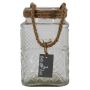 Photophore MELMY avec corde, motif losange, transparent, 19,5cm, Ø11cm