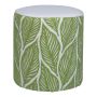 Pouf GRY, motif feuillage, vert, 45cm, Ø40cm