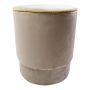 Tabouret en velours bordure dorée NANNA, champagne, 45cm, Ø38cm